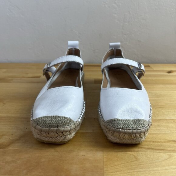 FABIOLAS Leather White Buckle Mary Jane Espadrilles Flats Shoes EU Size‎ 38 US 7 - Picture 4 of 9